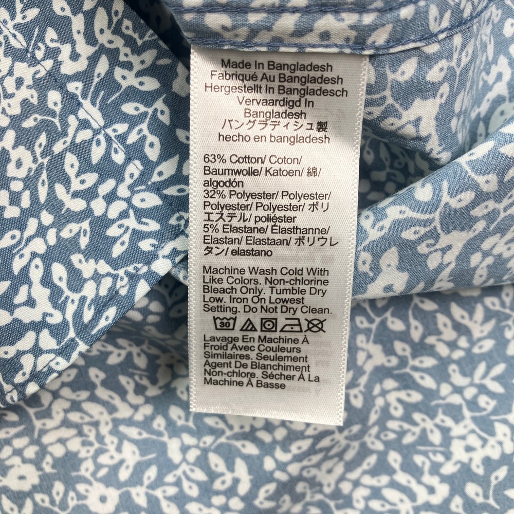 NEW J. Crew Men L Button Down Shirt Blue Floral Performance Washed Slim Untucked - Picture 10 of 10